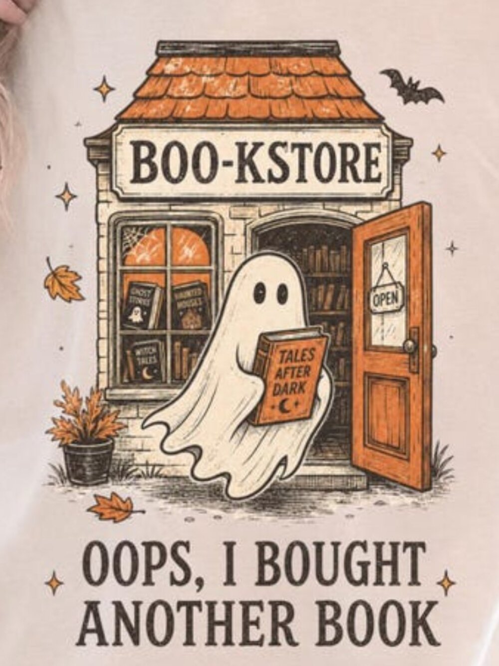 Ghost Reading Shirt, Halloween Ghost Bookstore tshirt - Picture 2 of 4